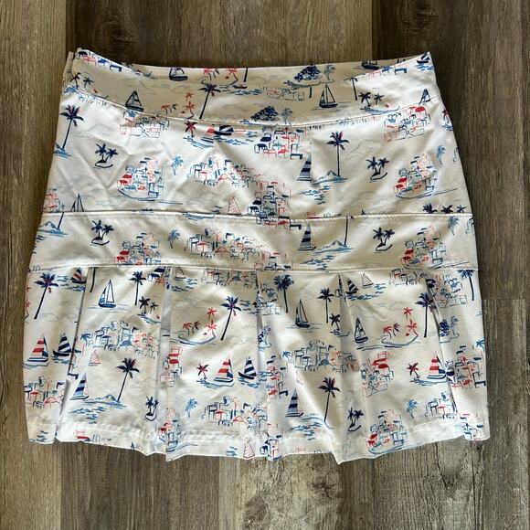 IZOD Golf Skort Size 10 – Nautical Sailboat Print Active Skirt Built-In Shorts - Picture 1 of 4